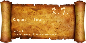 Kaposi Timur névjegykártya